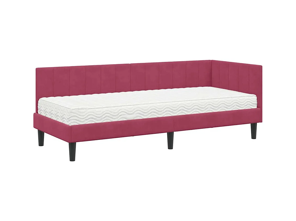 Cadre de lit d'angle Rouge bordeaux 80 x 200 cm Velours