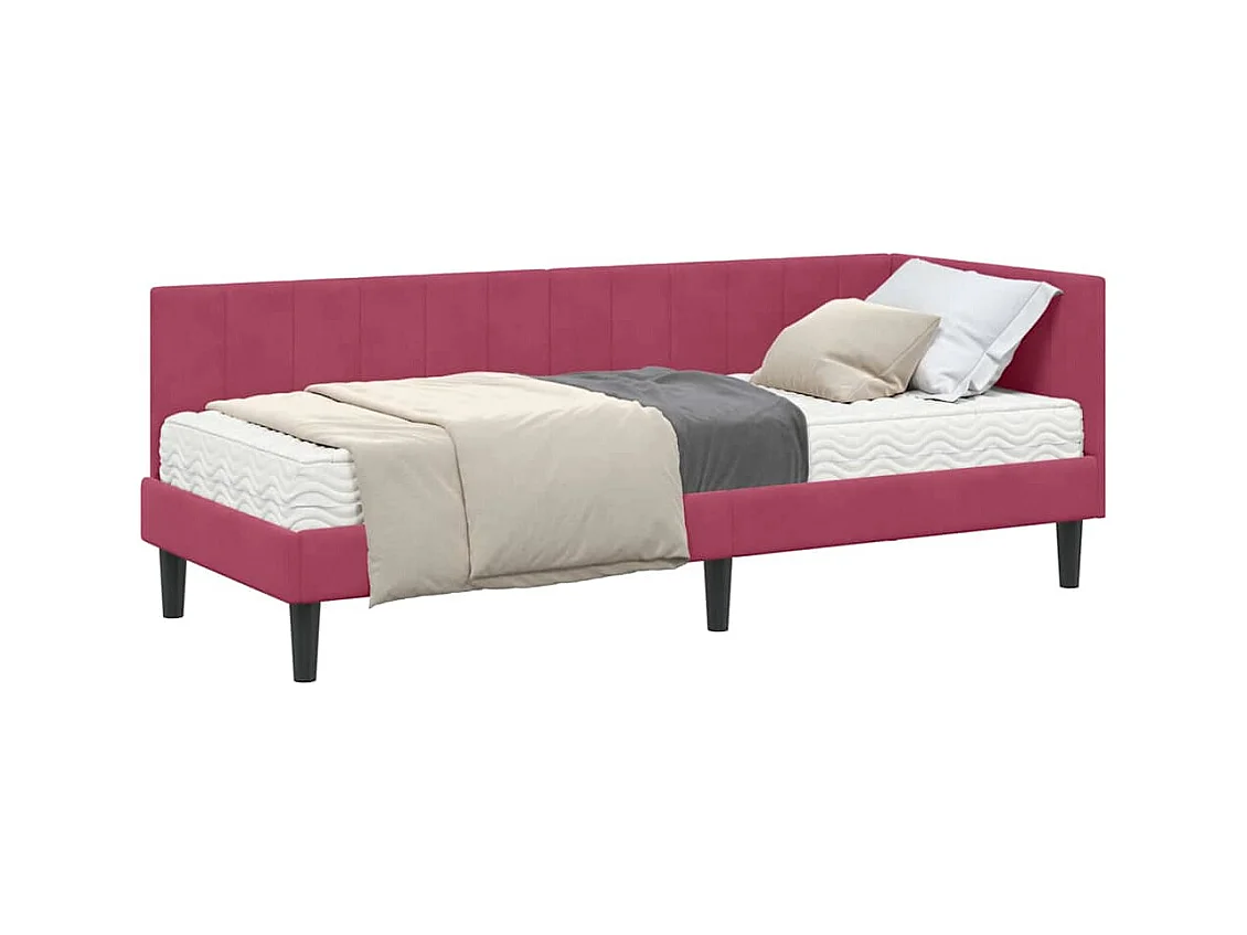 Cadre de lit d'angle Rouge bordeaux 80 x 200 cm Velours