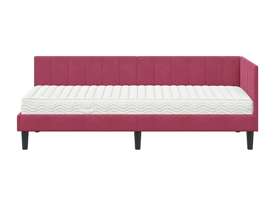 Cadre de lit d'angle Rouge bordeaux 80 x 200 cm Velours
