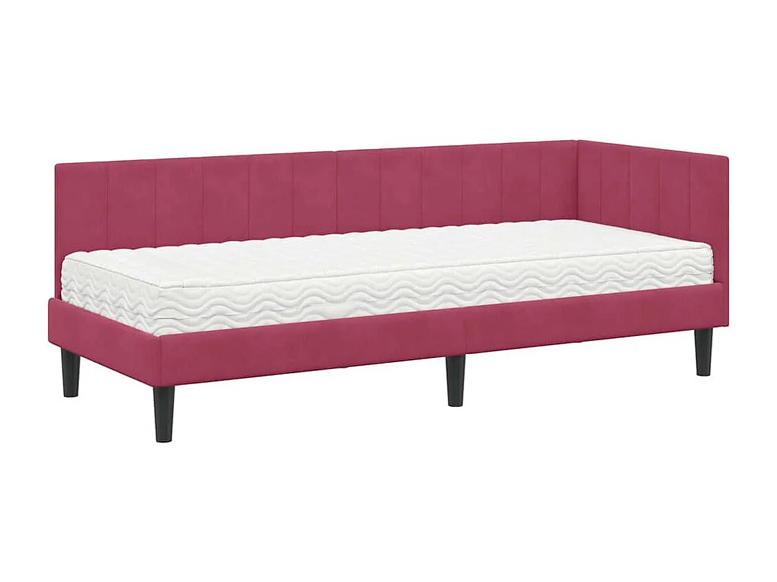 Cadre de lit d'angle Rouge bordeaux 80 x 200 cm Velours