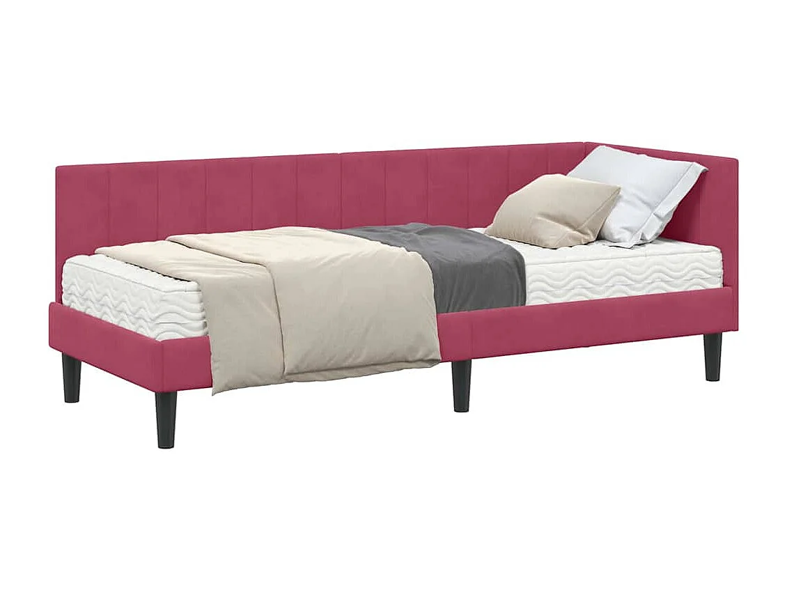Cadre de lit d'angle Rouge bordeaux 80 x 200 cm Velours
