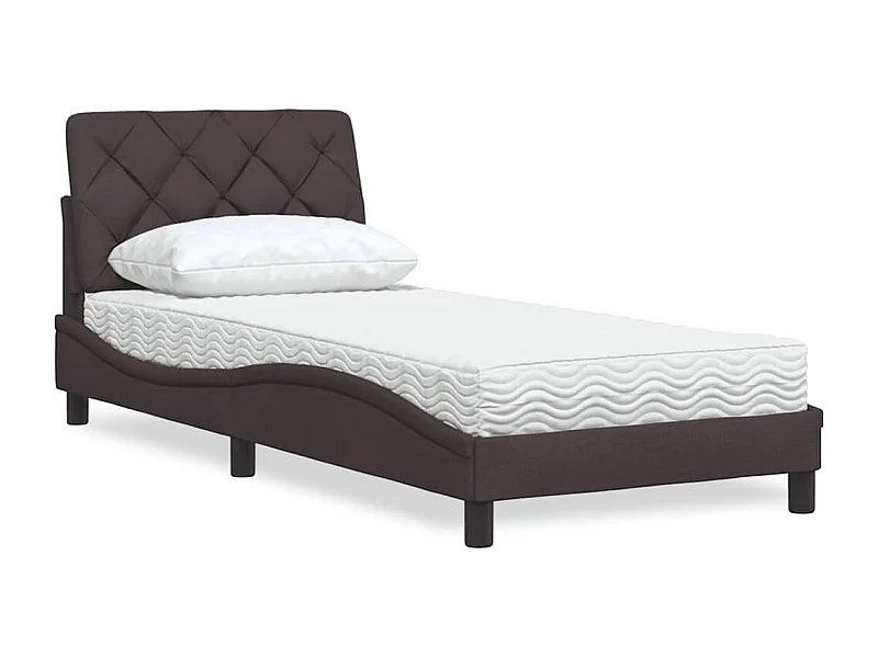 Cadre de lit avec matelas marron foncé 80x200 cm tissu