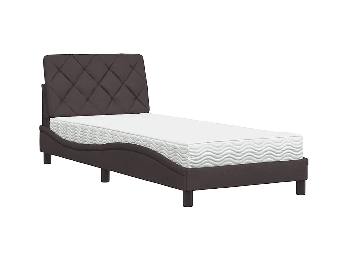 Cadre de lit avec matelas marron foncé 80x200 cm tissu
