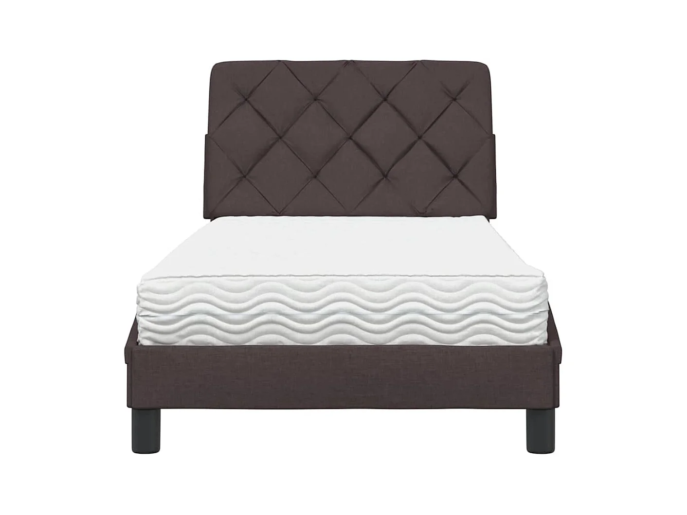 Cadre de lit avec matelas marron foncé 80x200 cm tissu