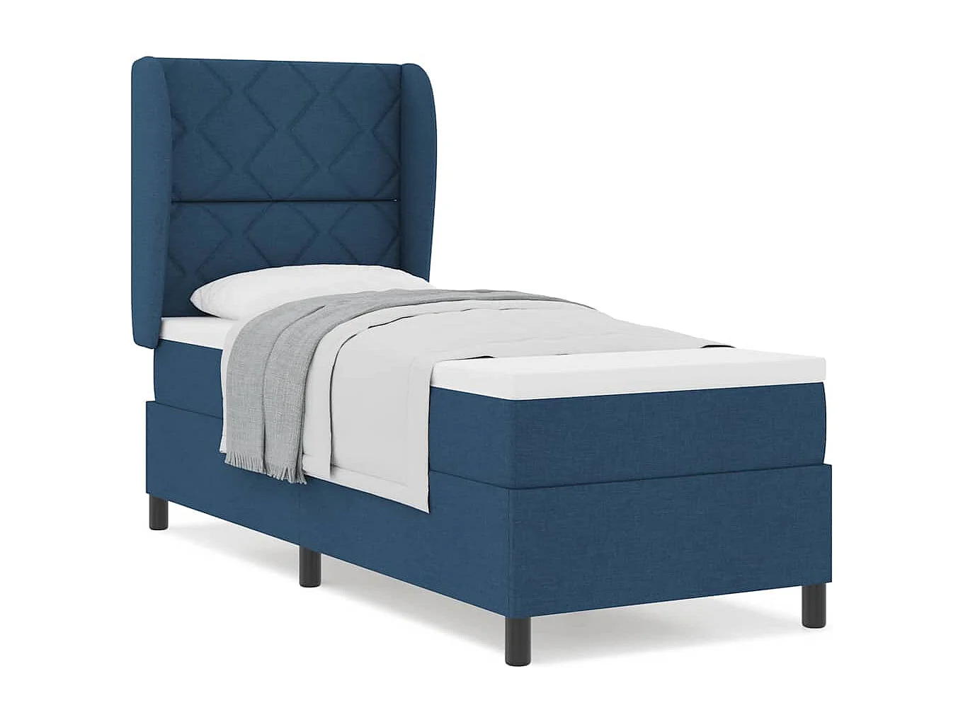 Cama tipo Box Spring con colchón Azul 80 x 200 cm tela