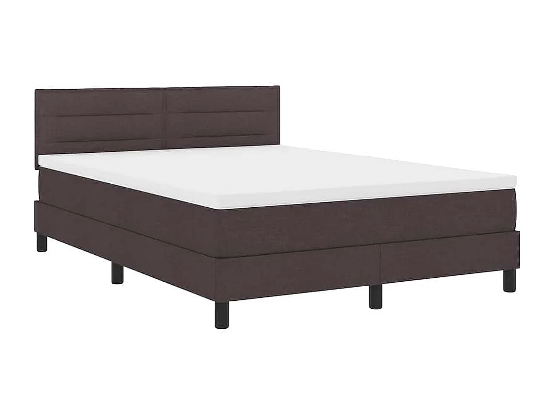 Cadre de lit avec matelas Marron foncé 140 x 190 cm tissu
