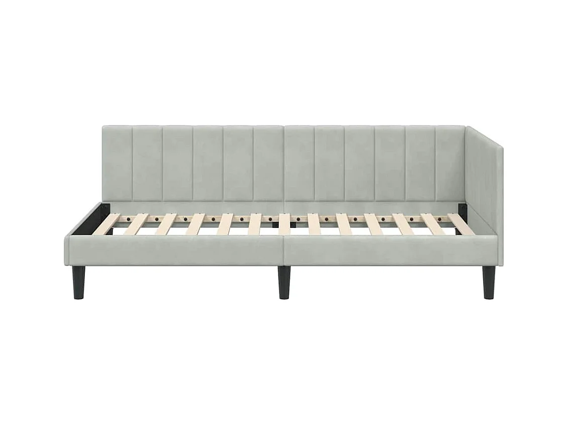 Estrutura de Cama de Canto Cinzento-claro 90 x 200 cm Veludo