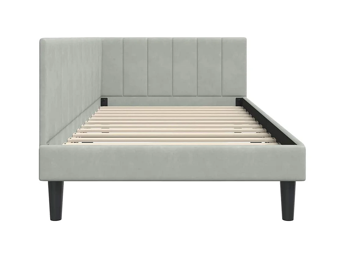 Estrutura de Cama de Canto Cinzento-claro 90 x 200 cm Veludo