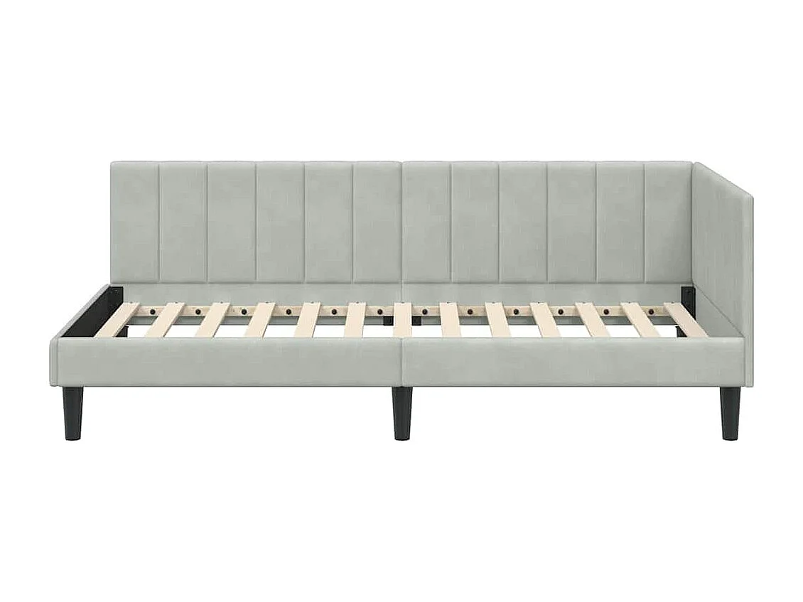 Cadre de lit d'angle Gris clair 90 x 200 cm Velours