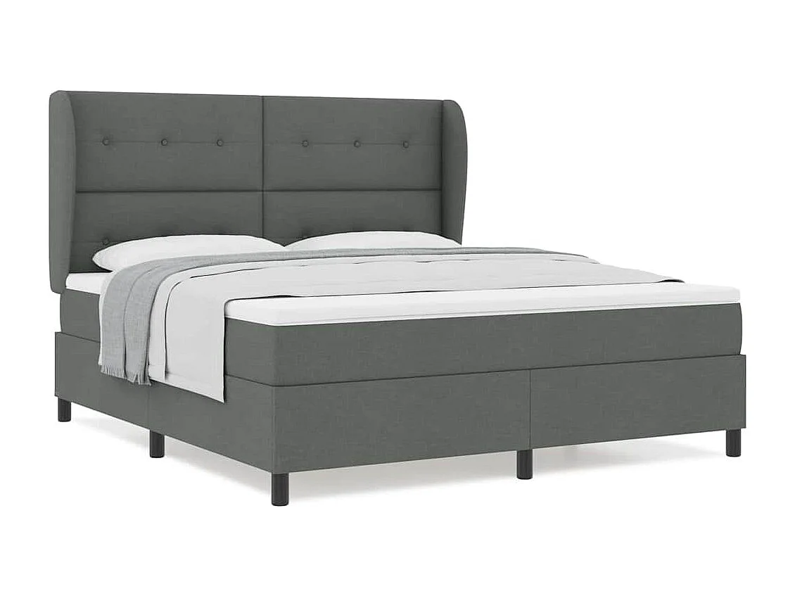 Cadre de lit avec matelas Gris foncé 180 x 200 cm tissu