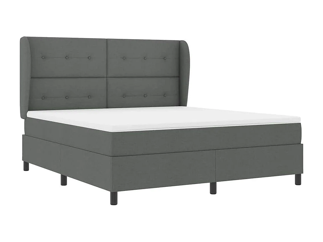 Cadre de lit avec matelas Gris foncé 180 x 200 cm tissu