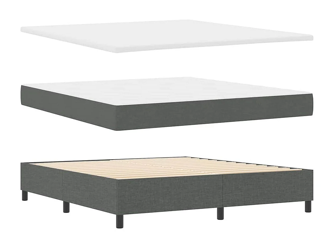 Cadre de lit avec matelas Gris foncé 180 x 200 cm tissu