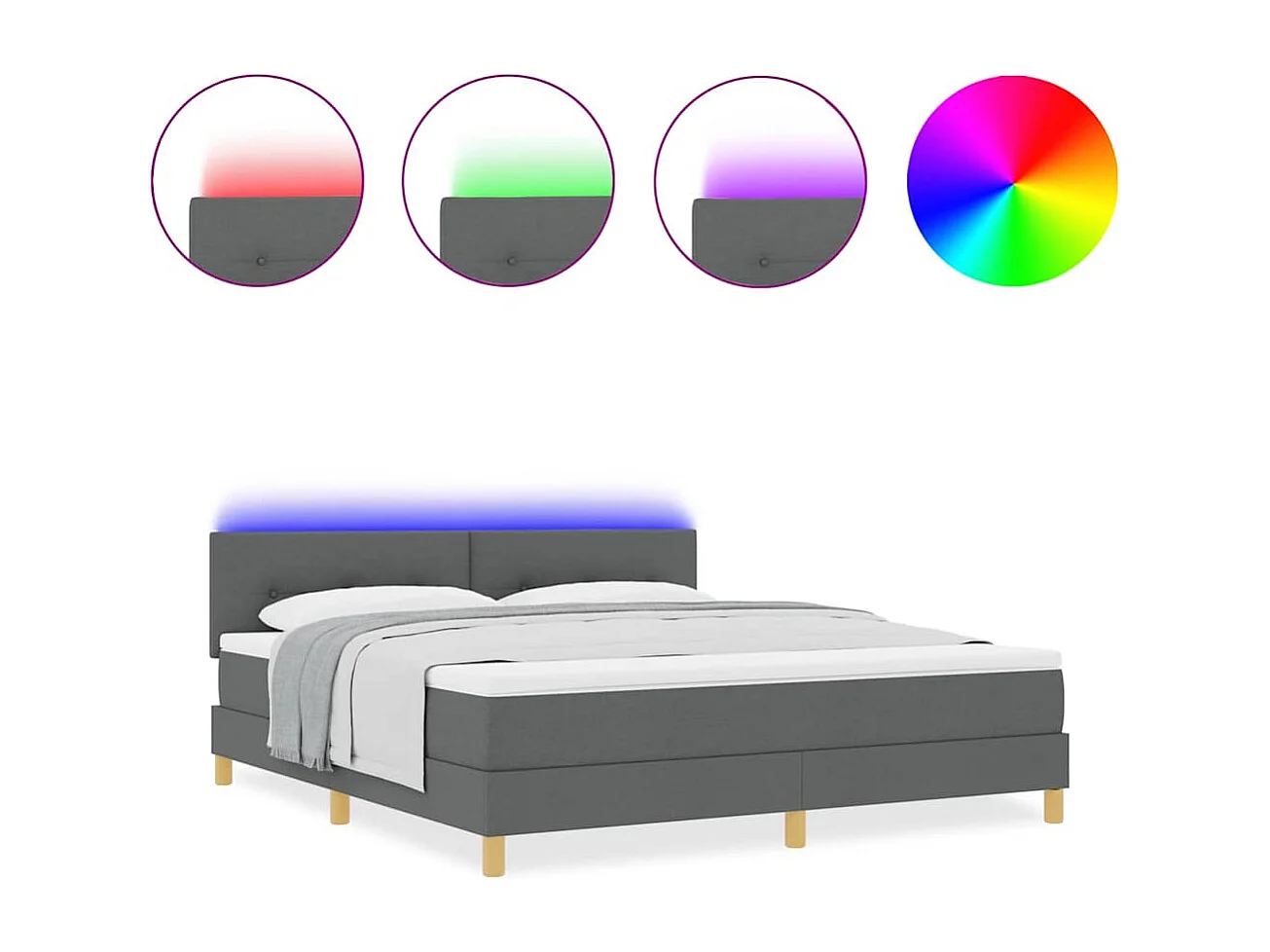 Cama tipo Box Spring con colchón Gris oscuro 180 x 200 cm tela