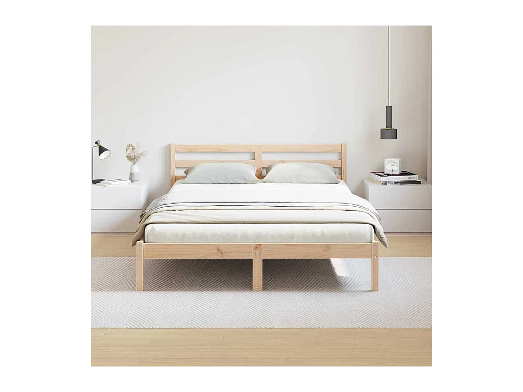 Cadre de lit Marron 210 x 140 cm Bois massif en pin