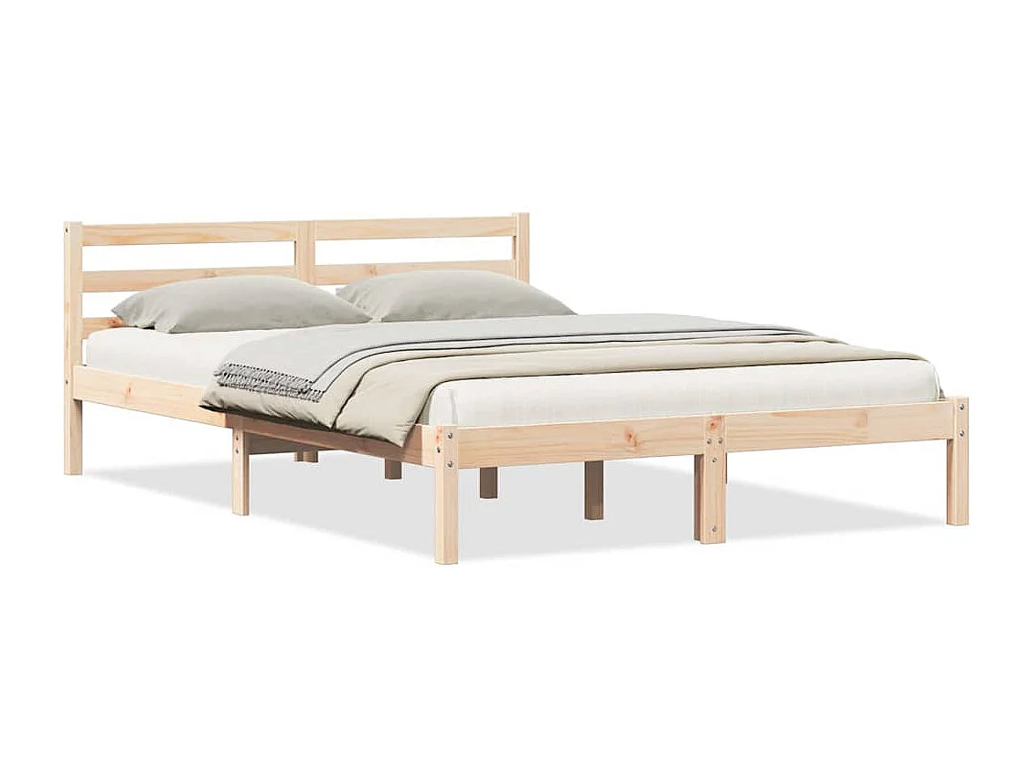 Bedframe met hoofdeinde Bruin 210 x 140 cm Massief grenenhout