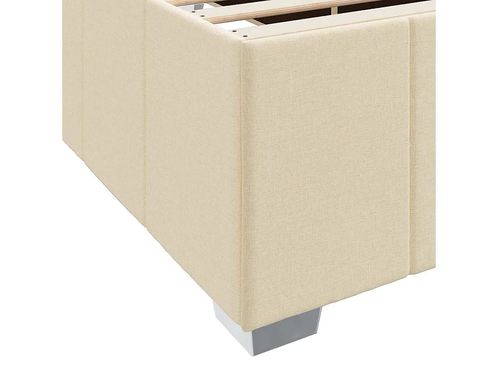 Cadre de lit avec matelas Crème 90 x 200 cm tissu