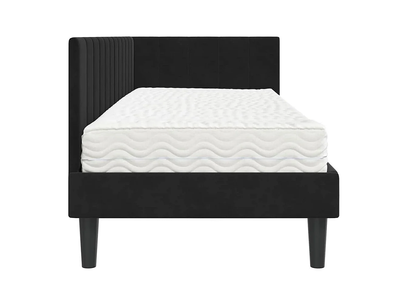 Cadre de lit d'angle avec matelas Noir 80 x 200 cm Velours