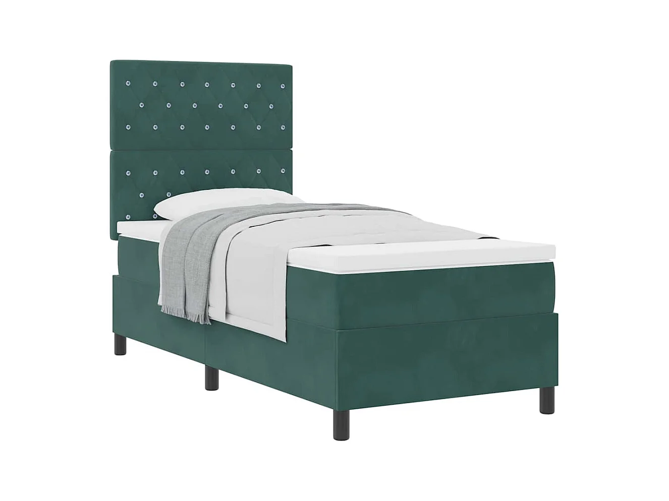 Cadre de lit avec matelas Vert foncé 100 x 200 cm Velours