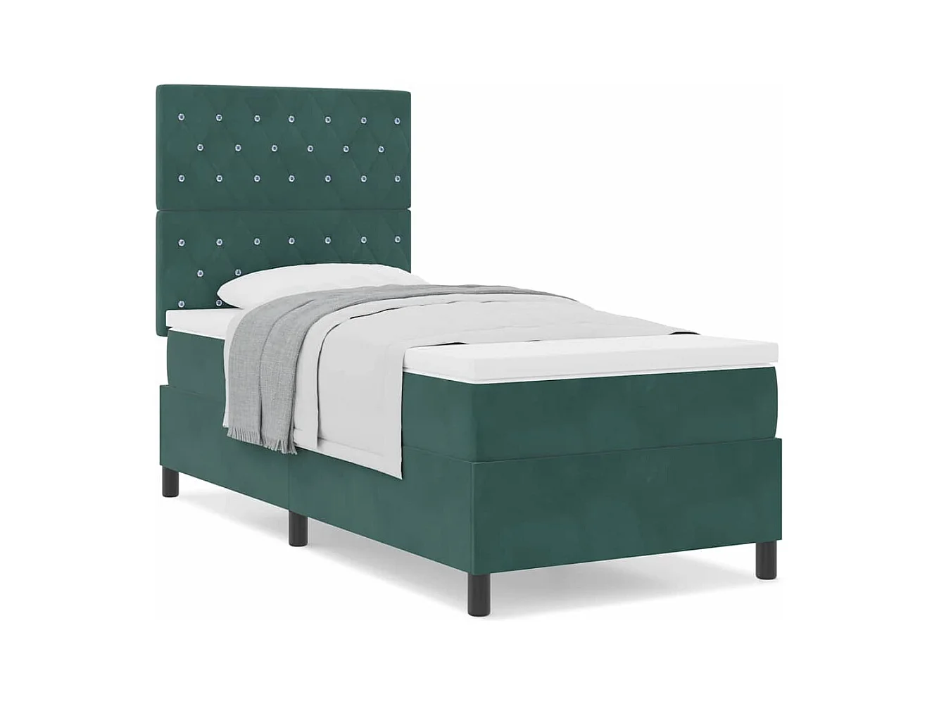 Cadre de lit avec matelas Vert foncé 100 x 200 cm Velours