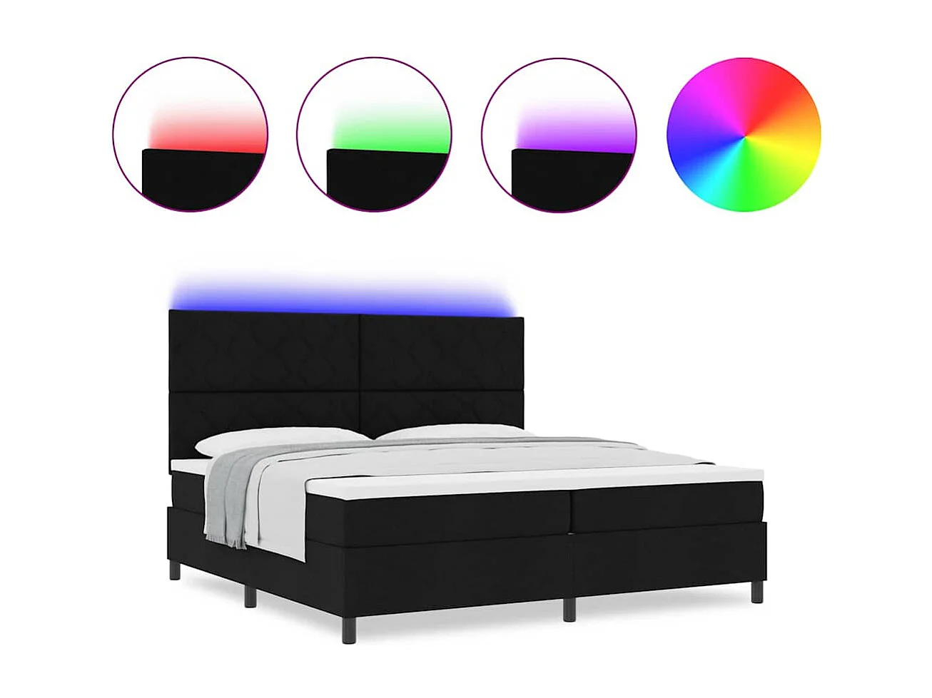 Cama tipo Box Spring con colchón Negro 200 x 200 cm tela