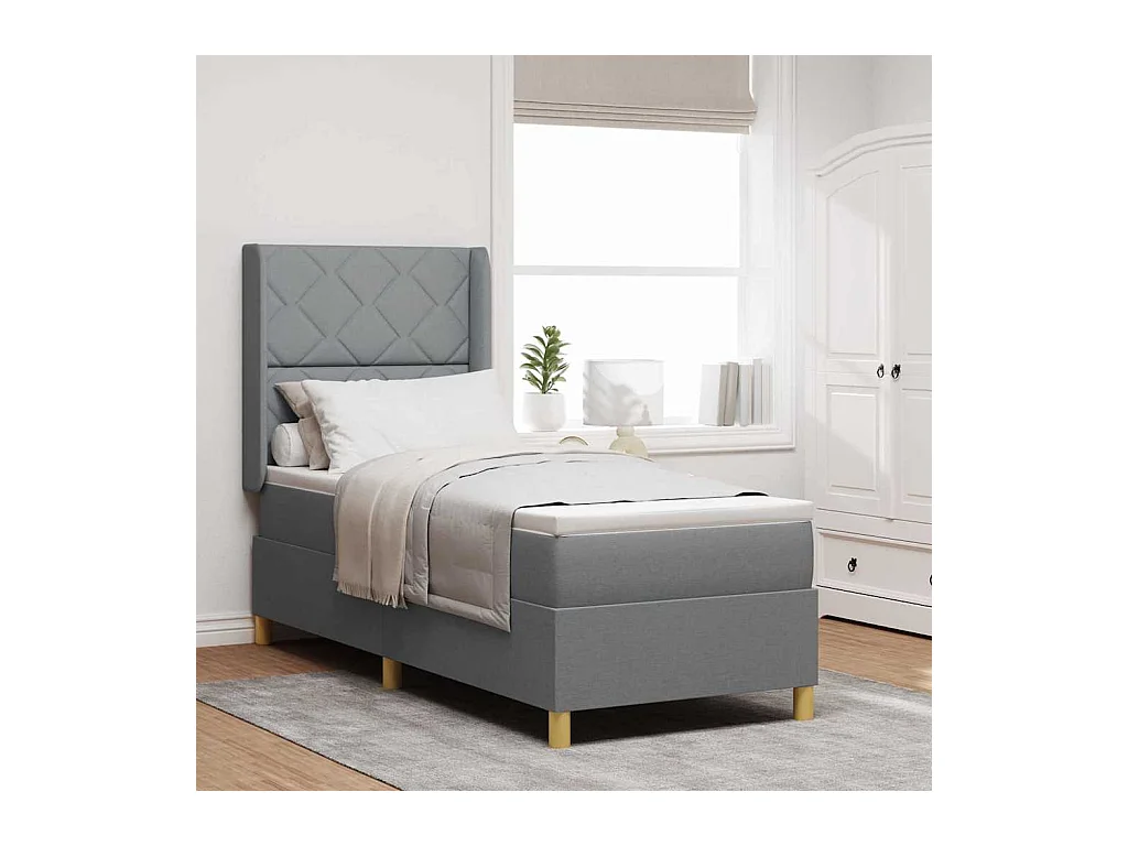 Cama con Somier con colchón Gris claro 80 x 200 cm tela