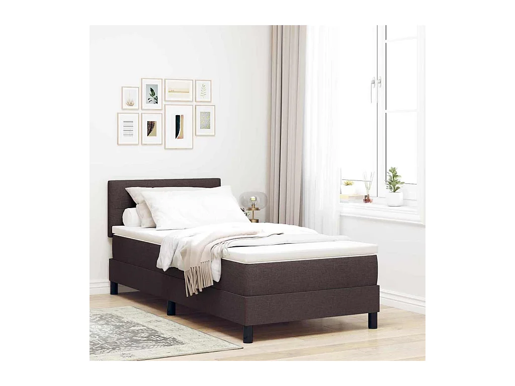 Cadre de lit avec matelas Marron foncé 80 x 200 cm tissu
