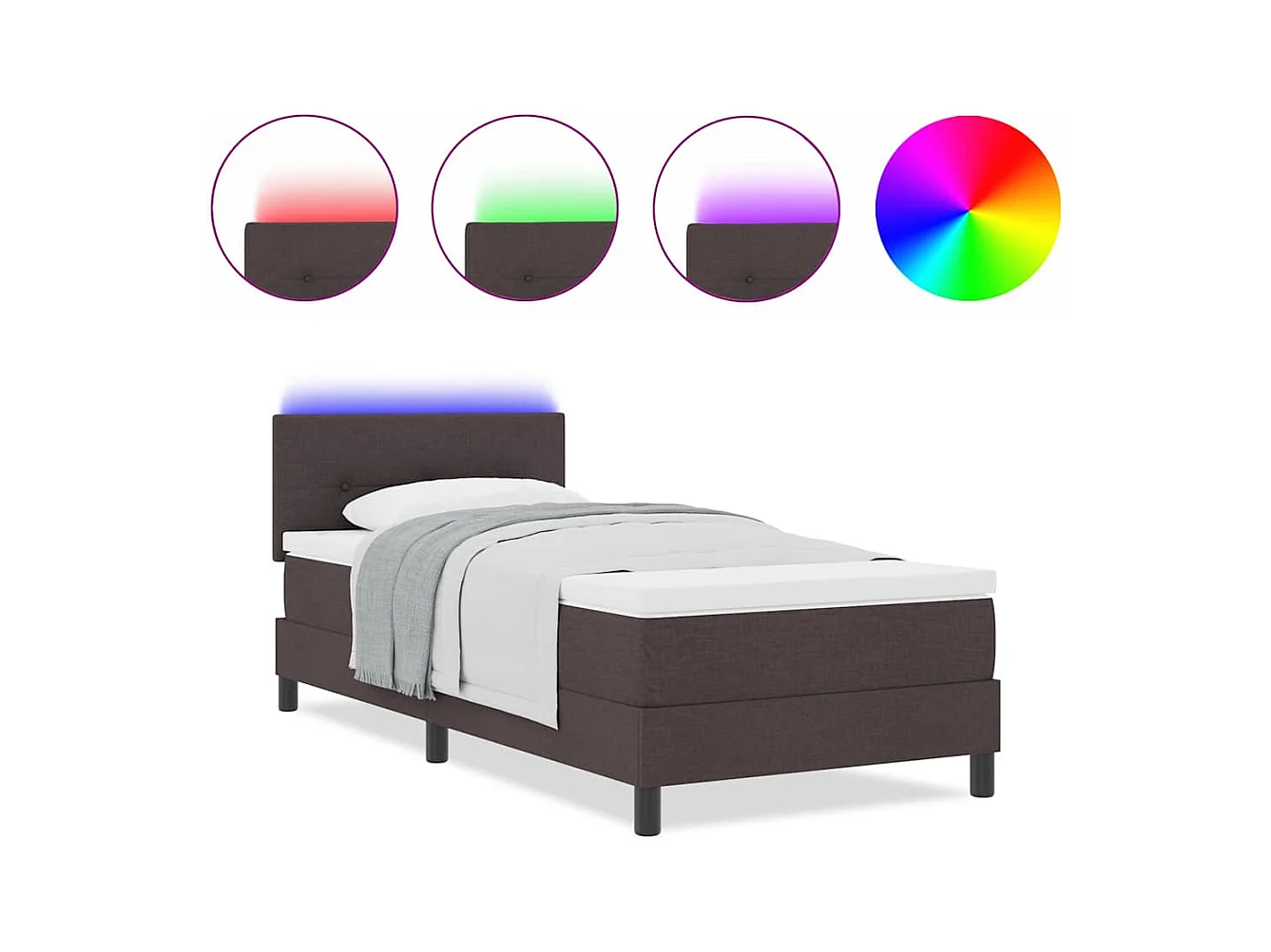 Cadre de lit avec matelas Marron foncé 80 x 200 cm tissu