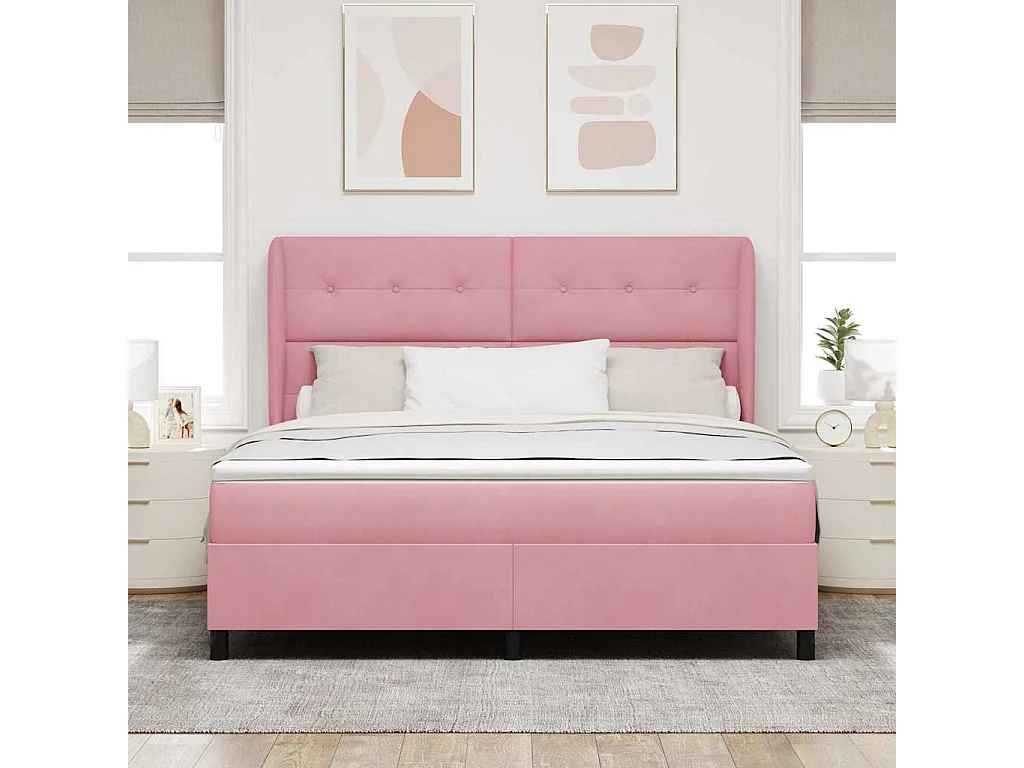 Cadre de lit avec matelas Rose 180 x 200 cm Velours