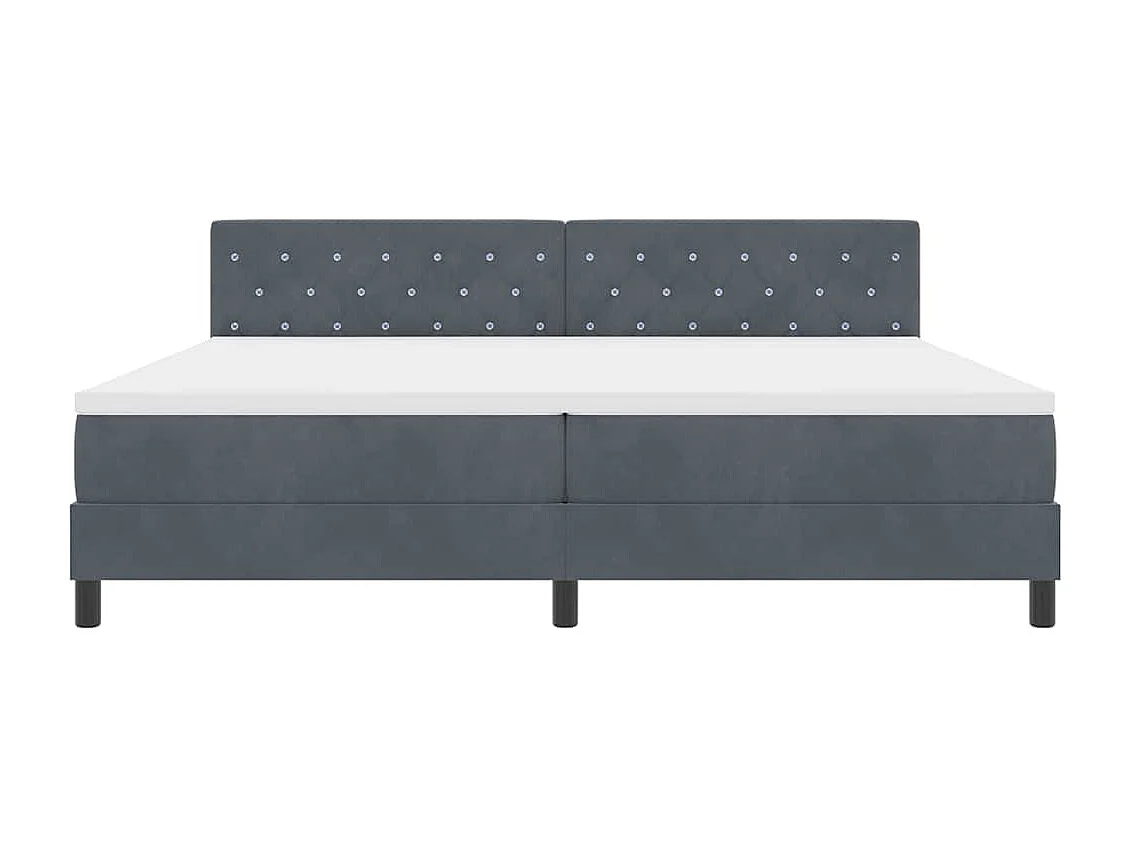 Cadre de lit avec matelas Gris foncé 200 x 200 cm Velours