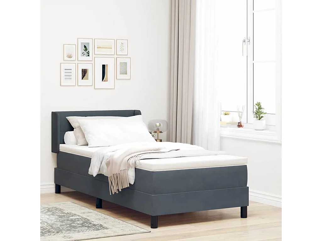 Cadre de lit avec matelas noir 100x200 cm en velours