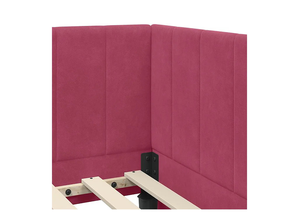 Cadre de lit d'angle Rouge bordeaux 100 x 200 cm Velours