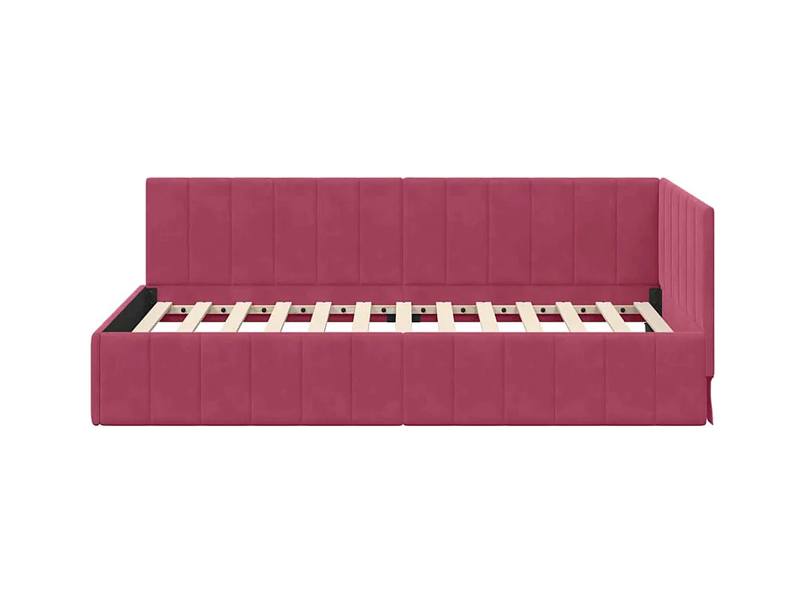 Cadre de lit d'angle Rouge bordeaux 100 x 200 cm Velours