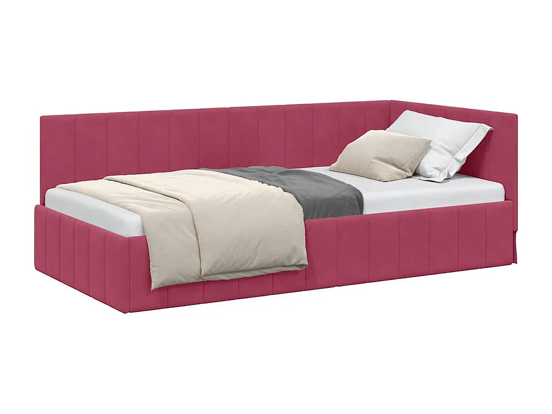 Cadre de lit d'angle Rouge bordeaux 100 x 200 cm Velours