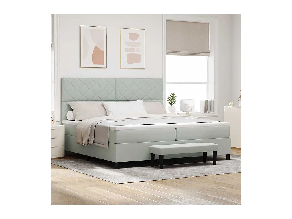 Cadre de lit avec matelas Gris clair 200 x 200 cm Velours