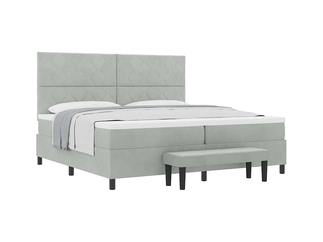Cadre de lit avec matelas Gris clair 200 x 200 cm Velours