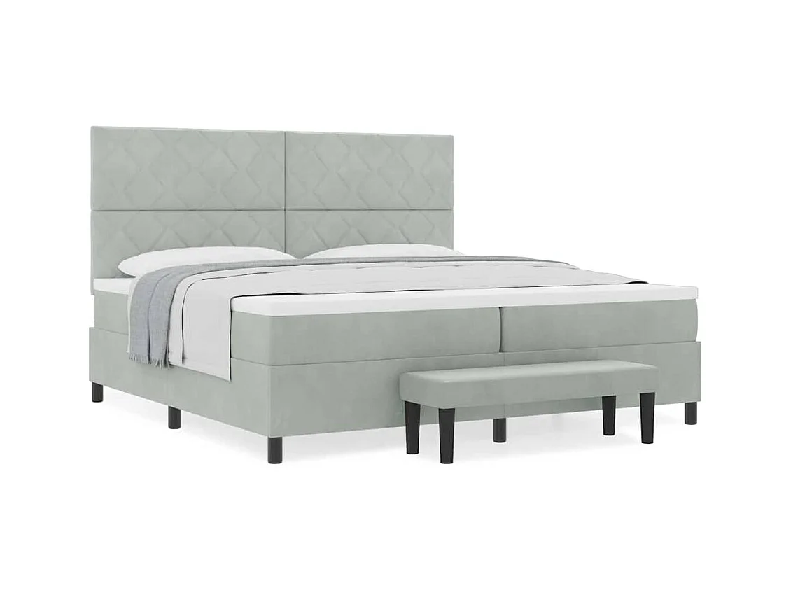 Cadre de lit avec matelas Gris clair 200 x 200 cm Velours
