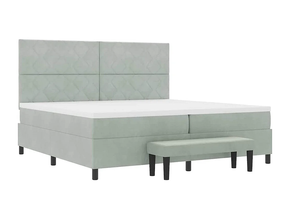 Cadre de lit avec matelas Gris clair 200 x 200 cm Velours