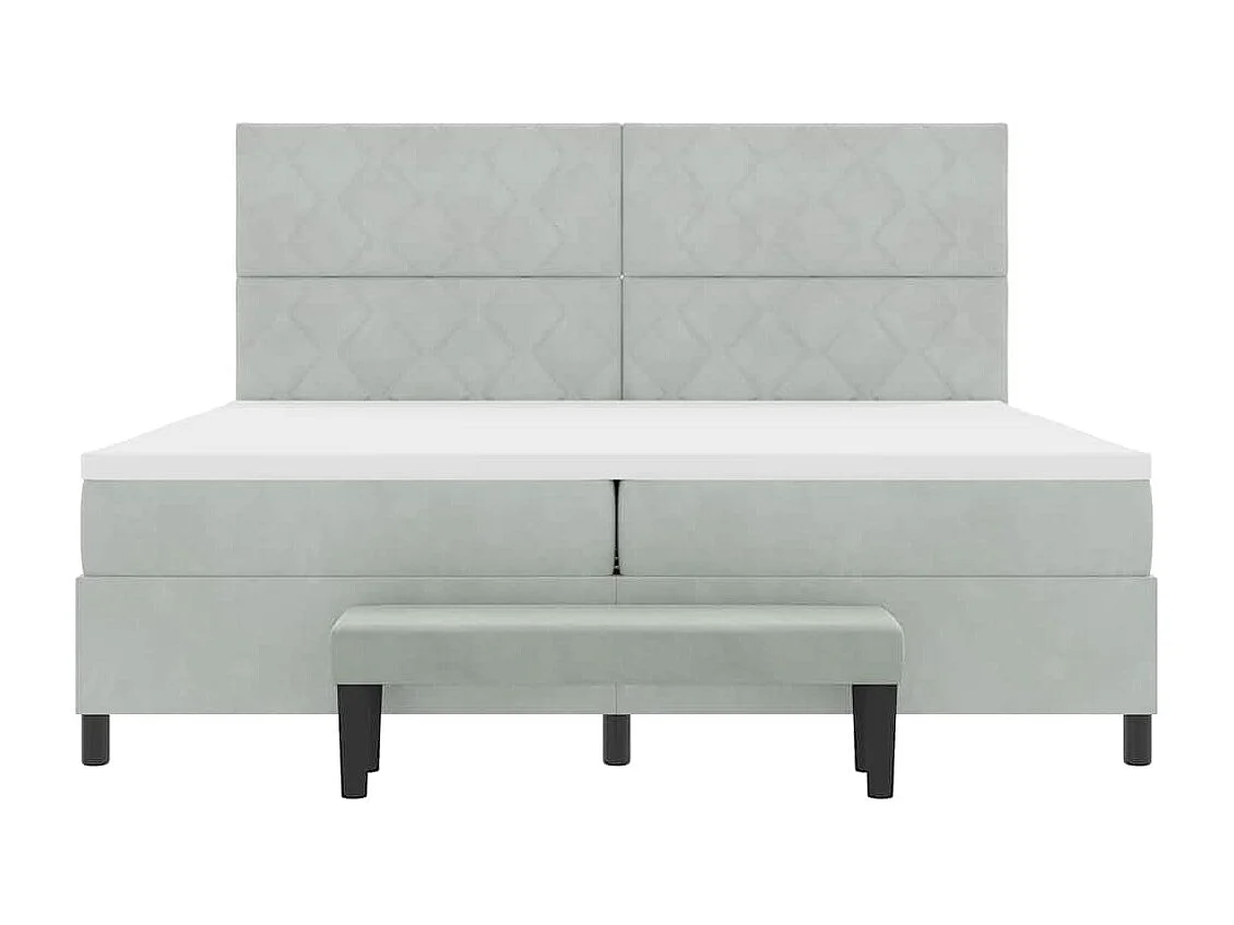 Cadre de lit avec matelas Gris clair 200 x 200 cm Velours