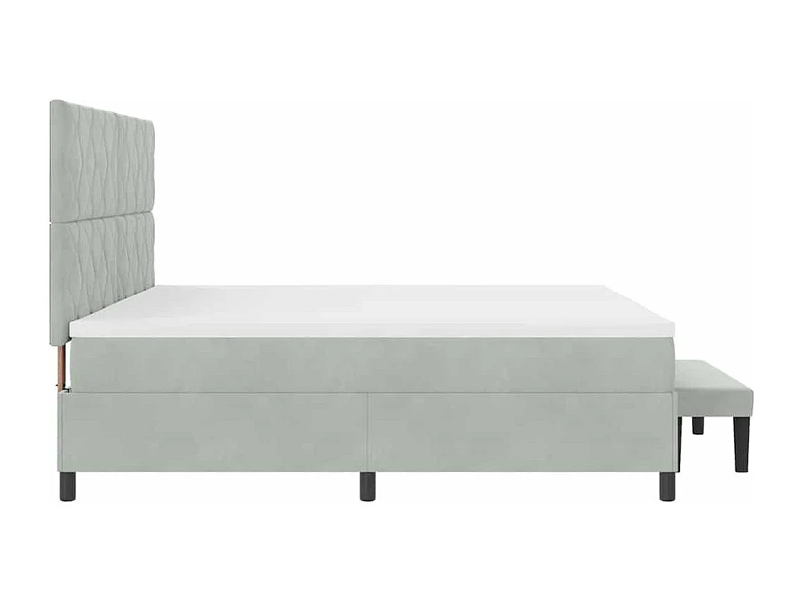 Cadre de lit avec matelas Gris clair 200 x 200 cm Velours