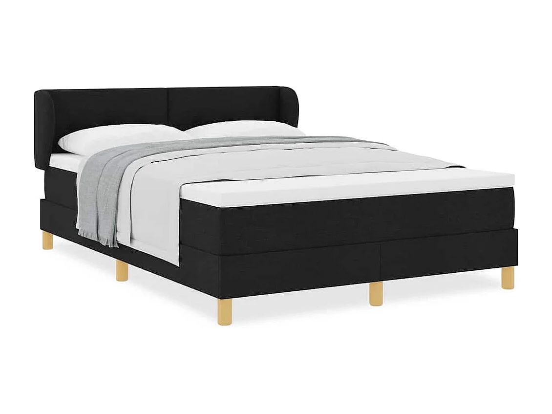 Cadre de lit avec Matelas Crème 90x200 cm Tissu Noir