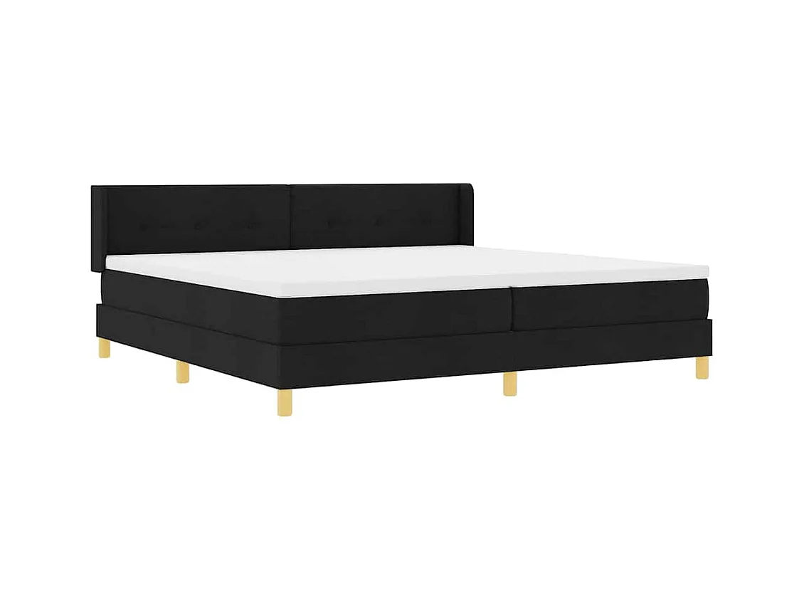 Cadre de lit Noir 200 x 200 cm Revêtement et Bois et Mousse