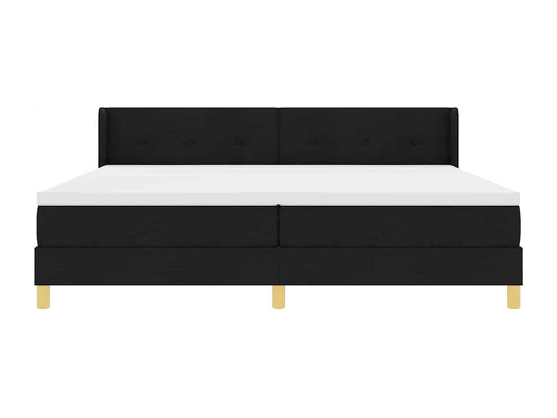 Cadre de lit Noir 200 x 200 cm Revêtement et Bois et Mousse