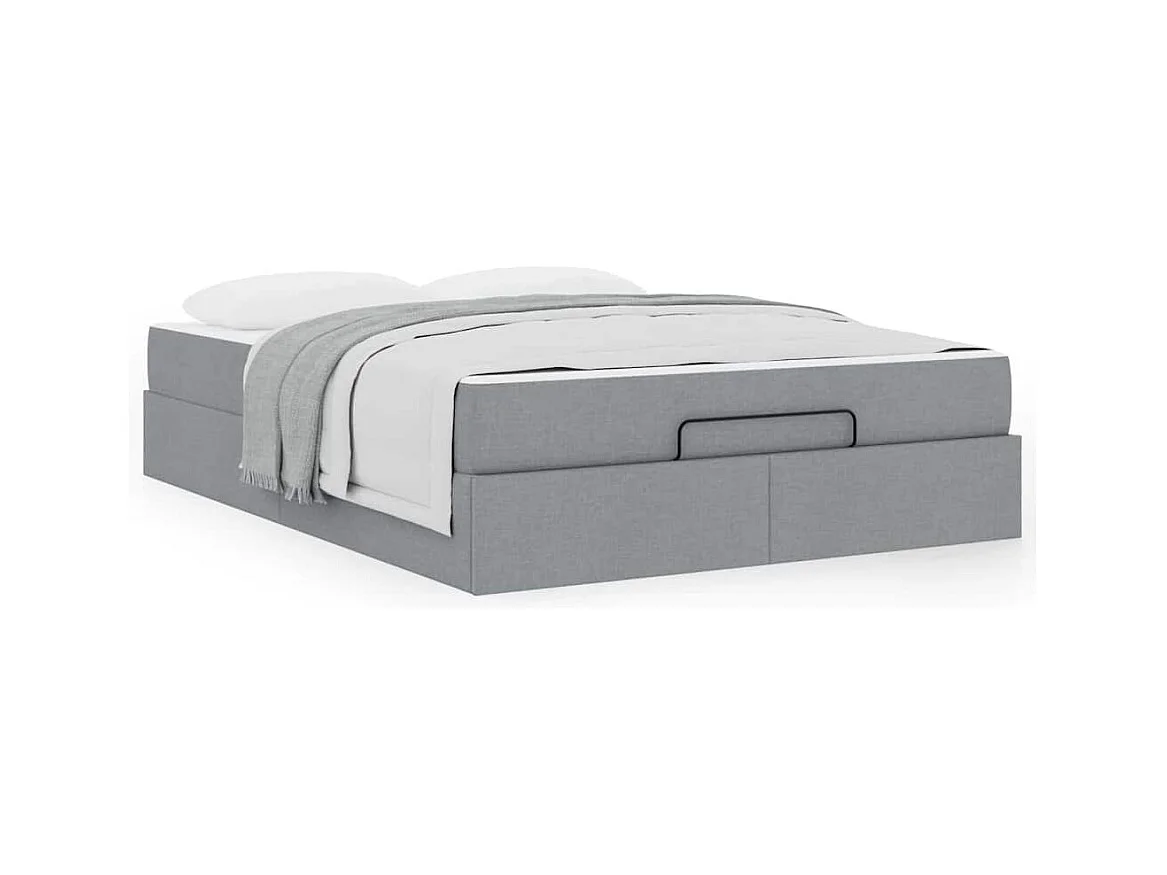 Cadre de lit avec matelas Gris clair 140 x 190 cm tissu