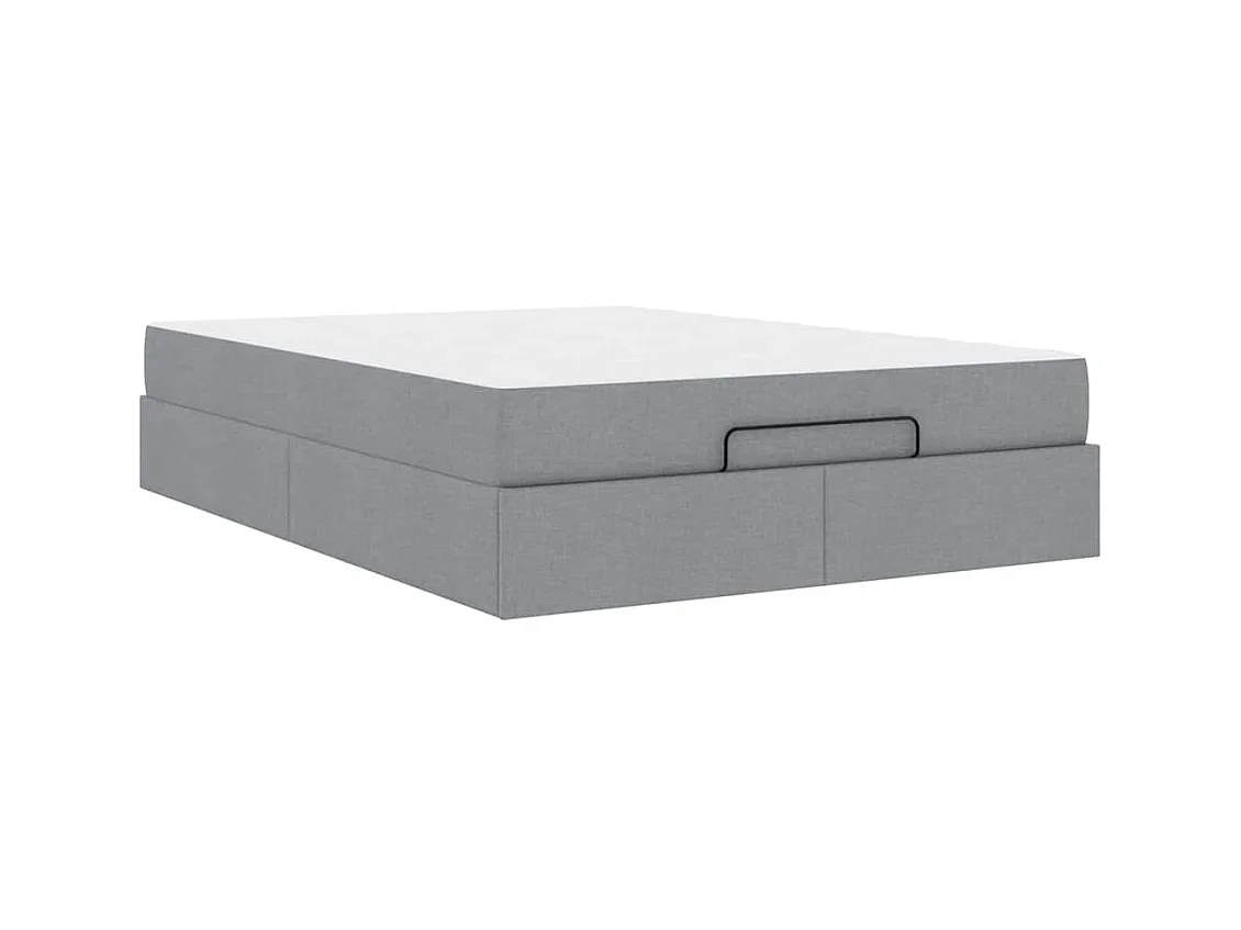 Cadre de lit avec matelas Gris clair 140 x 190 cm tissu