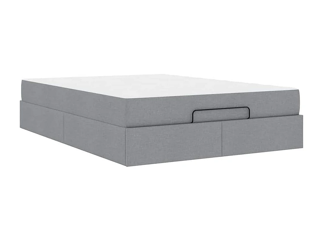 Cadre de lit avec matelas Gris clair 140 x 190 cm tissu
