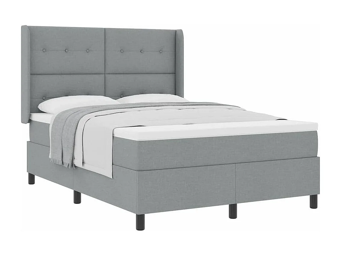 Cadre de lit avec matelas Gris clair 140 x 200 cm tissu