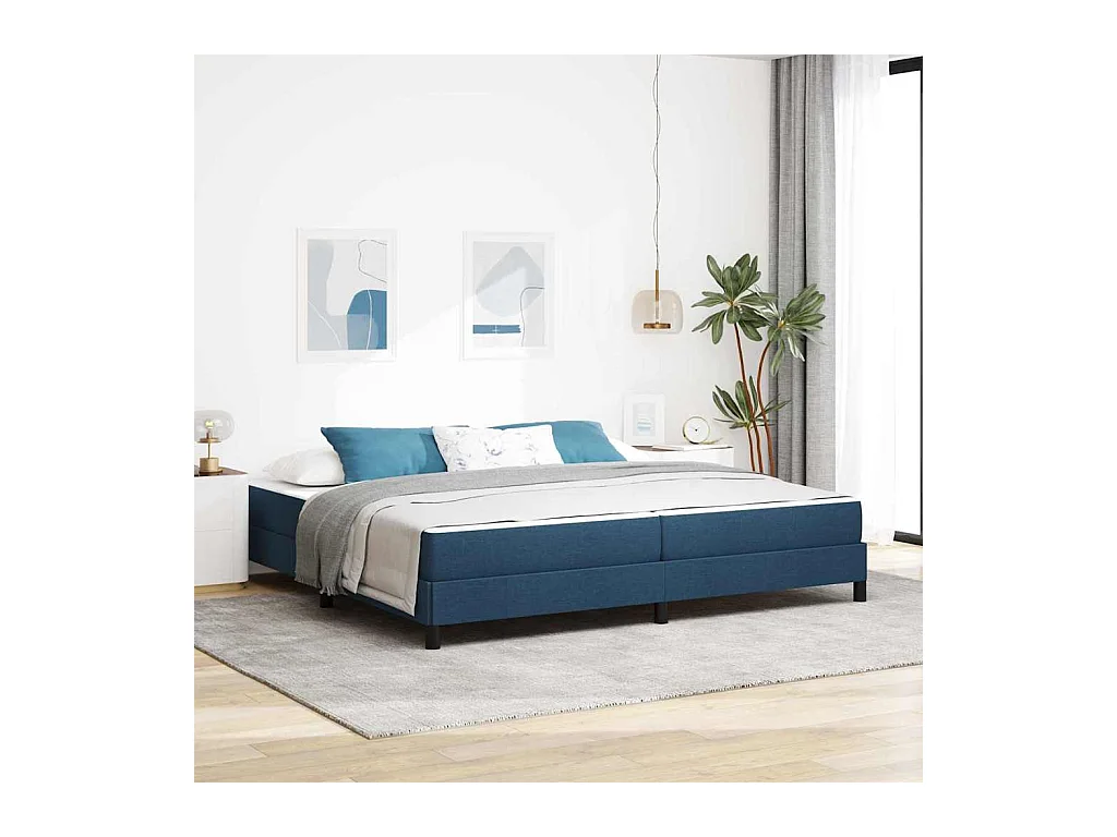 Cama Box com colchão Azul 200 x 200 cm tecido