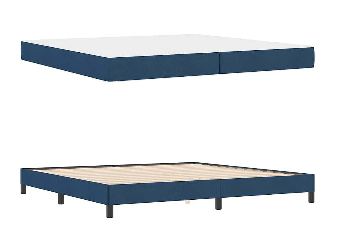Cama tipo Box Spring con colchón Azul 200 x 200 cm tela