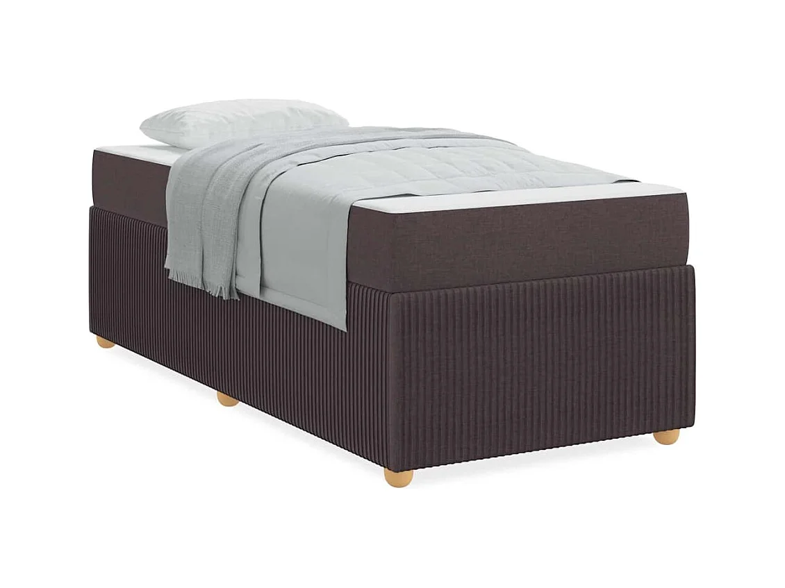 Cadre de lit avec matelas Marron foncé 90 x 190 cm tissu