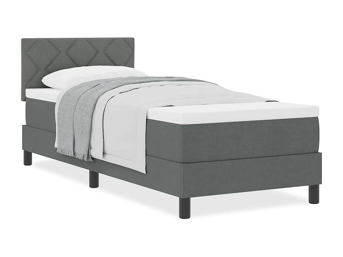 Cama box spring con colchón Gris oscuro 80 x 200 cm tela
